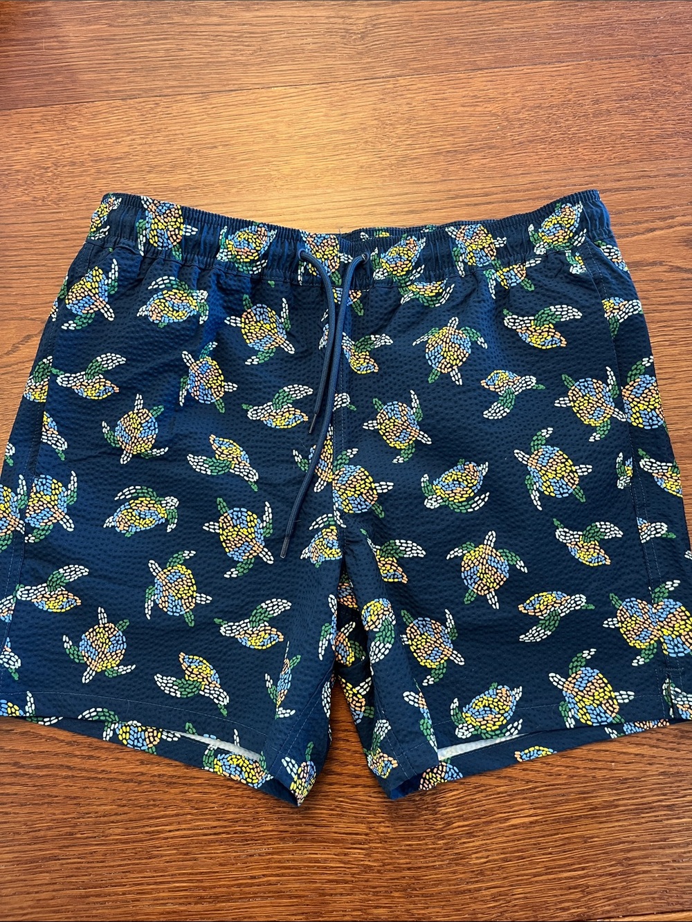 Joe Fresh Navy Swim Trunks with Multicolor Turtle Print